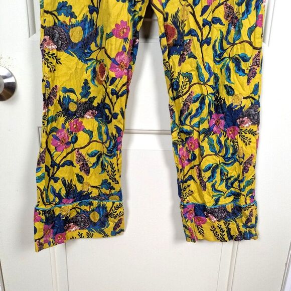 Nathalie Lété | Yellow Floral Butterfly Hedgehog Print Lounge Pants Size Extra - Picture 3 of 9